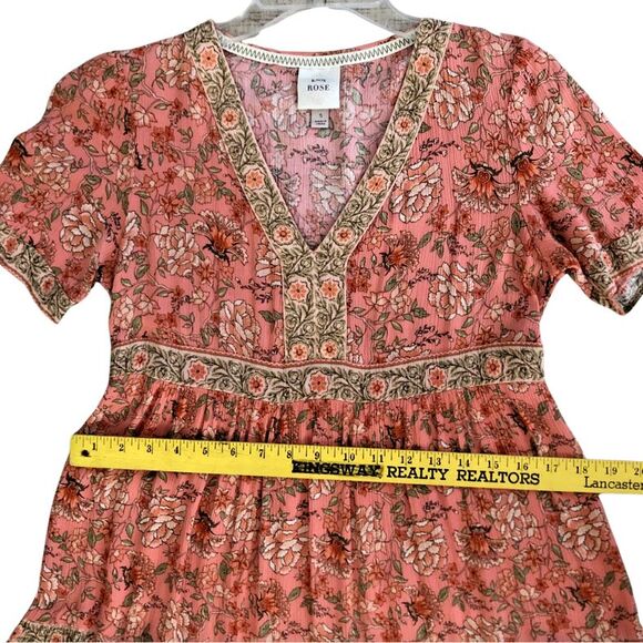 Knox Rose Baby Doll Mini Dress Womens Size S Gauze Tiered Floral Garden Girl - Picture 10 of 12